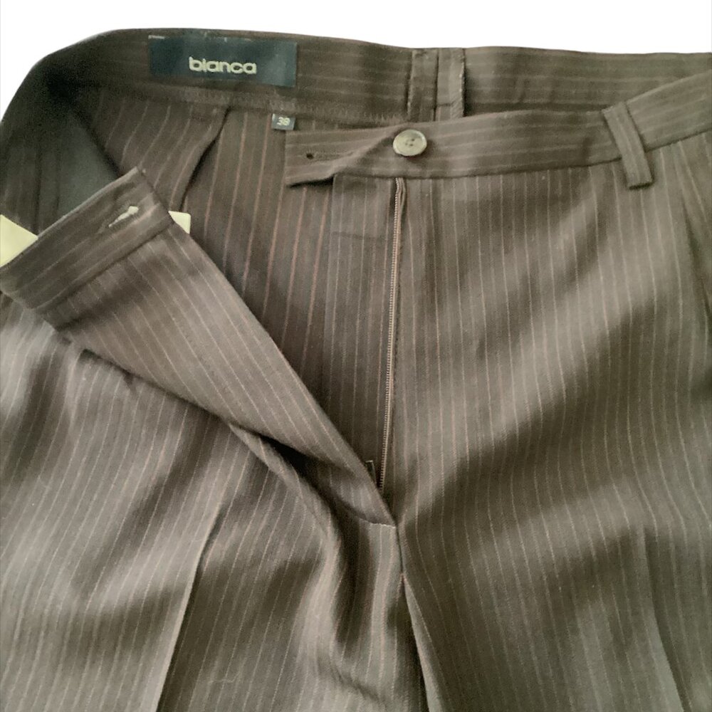 VINTAGE Bianca Washable 2-Piece Pant Suit in Pinstripe Fabric, Size 8, Black/red - Picture 9 of 16